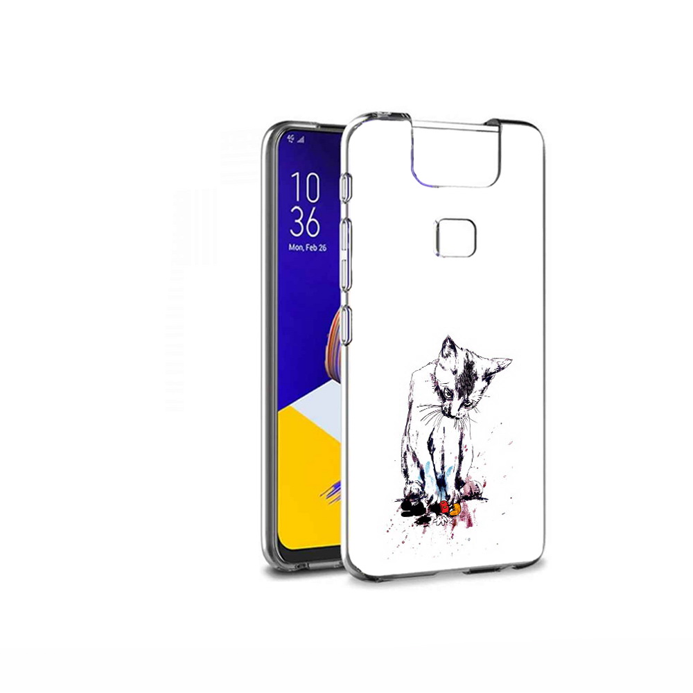 

Чехол MyPads Tocco для Asus ZenFone 6 (ZS630KL) кот и микки, Прозрачный, Tocco