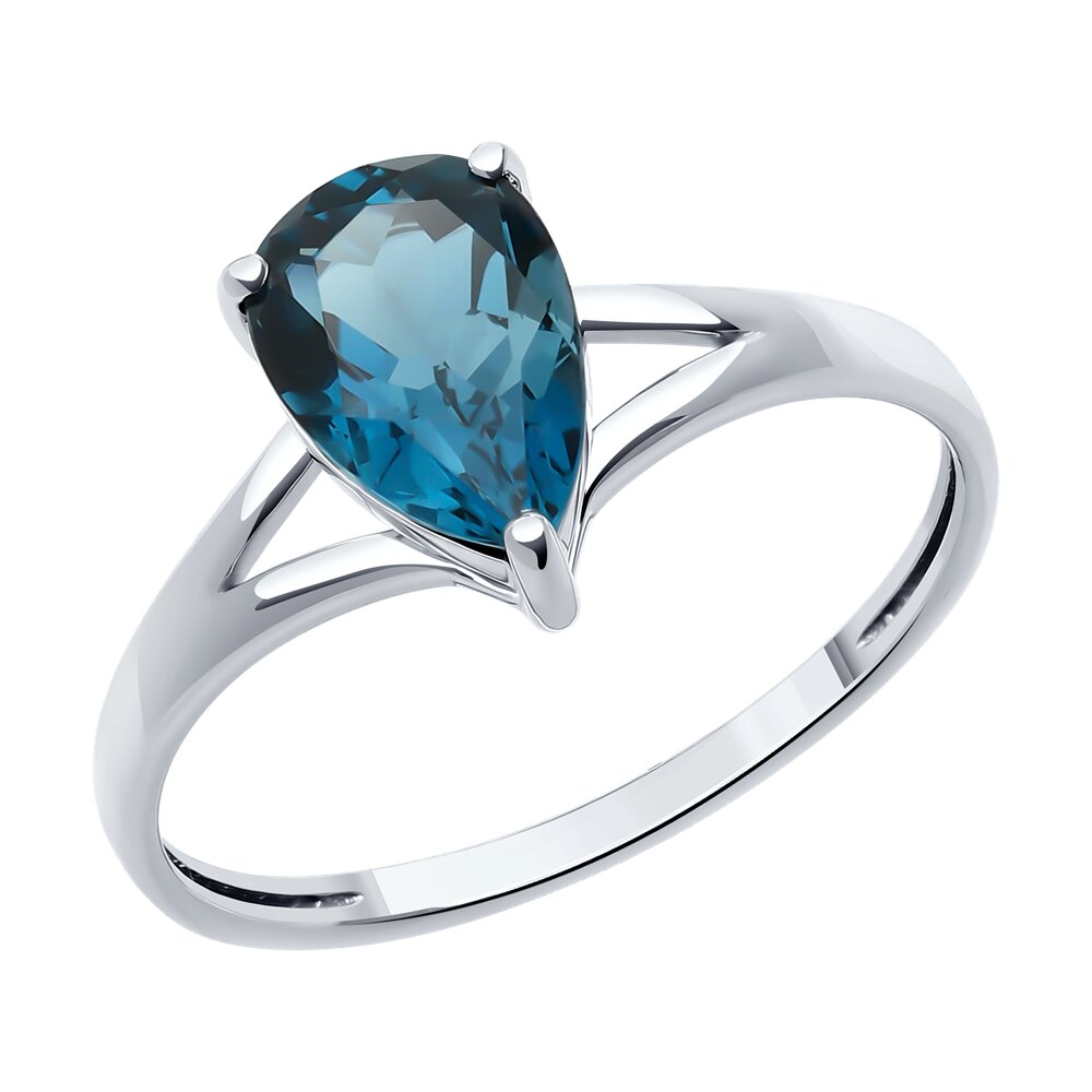 

Кольцо из белого золота р. 17 SOKOLOV 717066-3, топаз, 717066-3