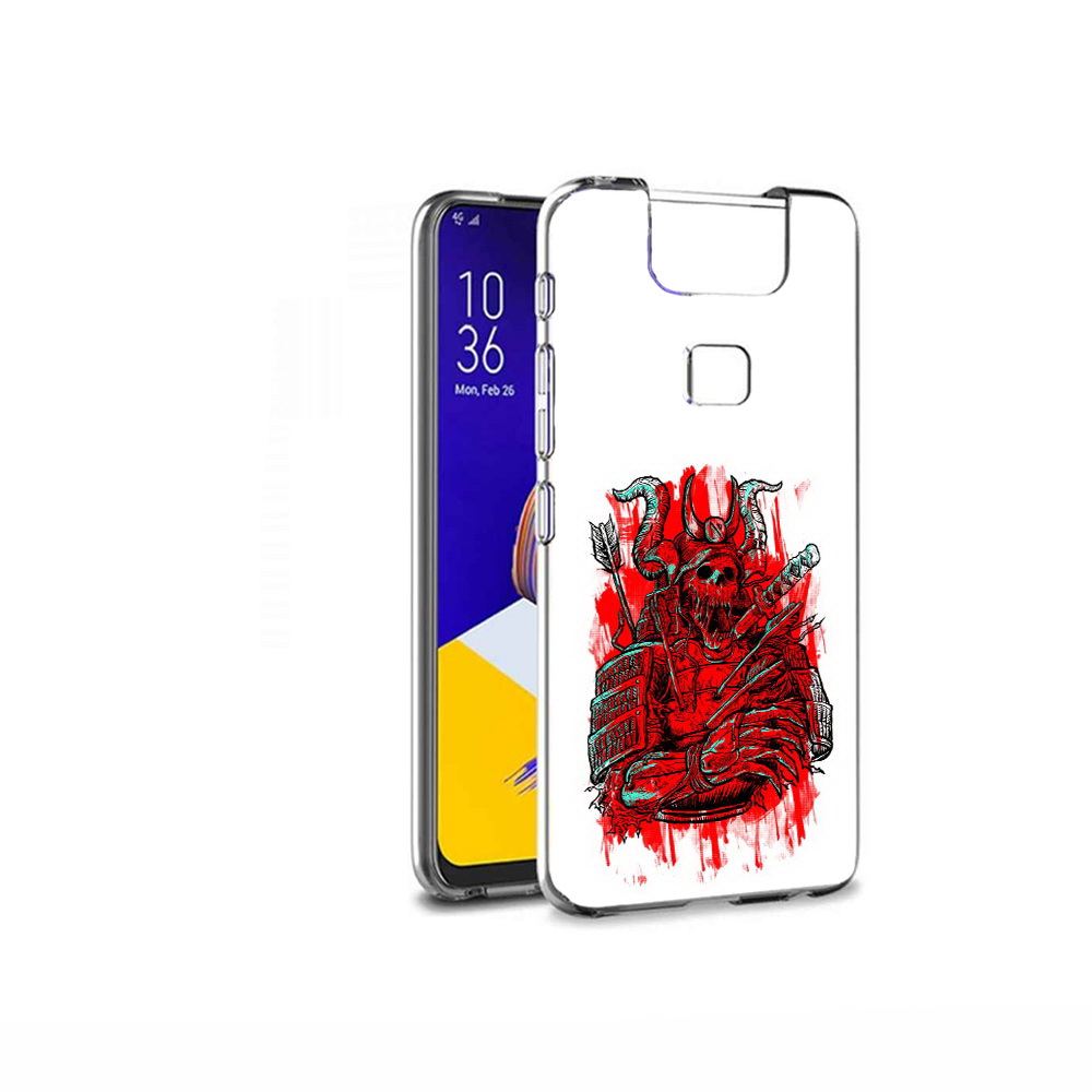 

Чехол MyPads Tocco для Asus ZenFone 6 (ZS630KL) красный скелет воин, Прозрачный, Tocco