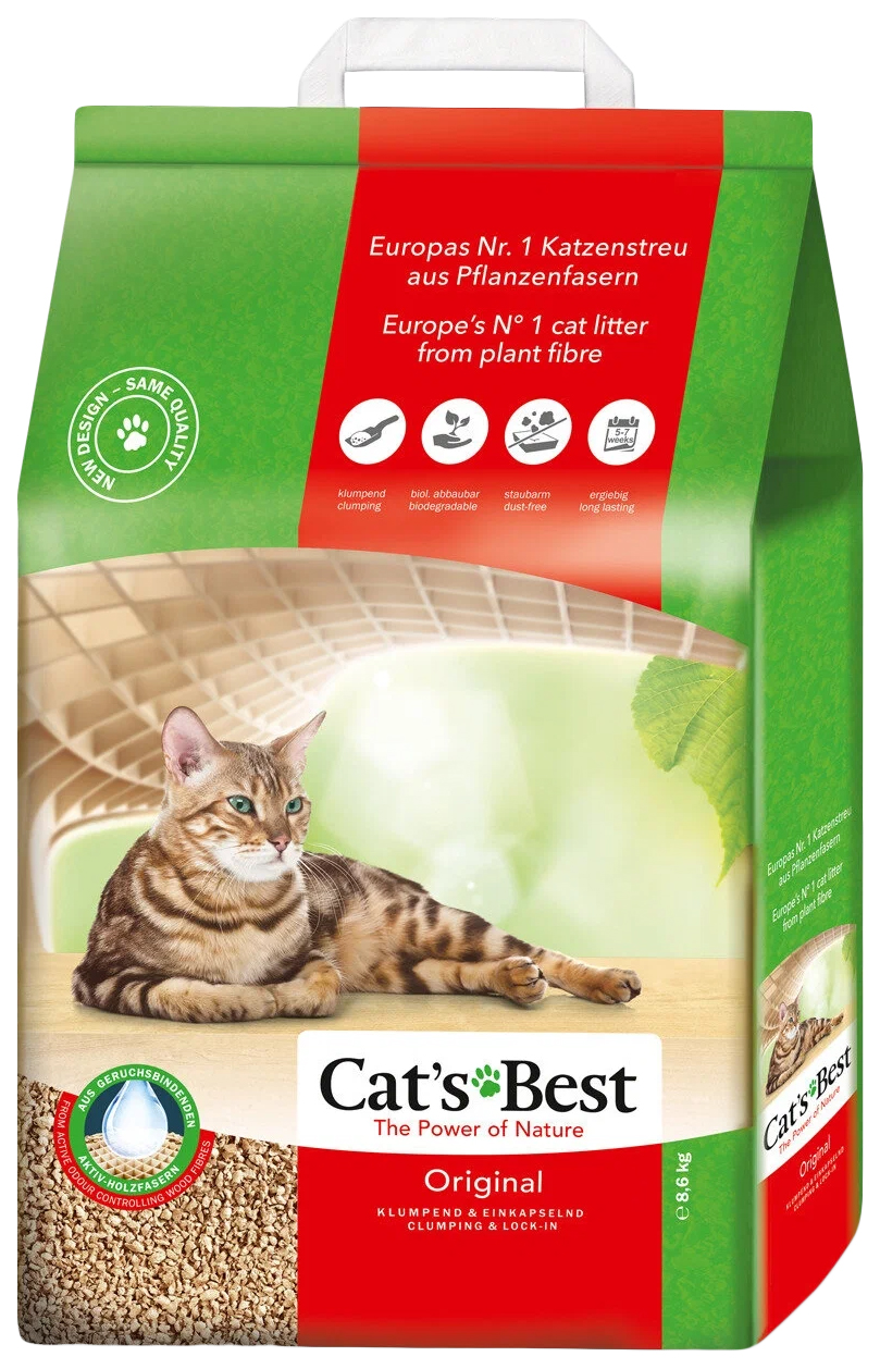 Комкующийся наполнитель Cat`s Best Original древесный, 10 л