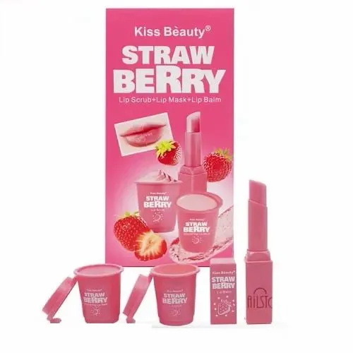 

Набор Kiss Beauty для ухода за губами "Клубника":скраб +маска +бальзам для губ.