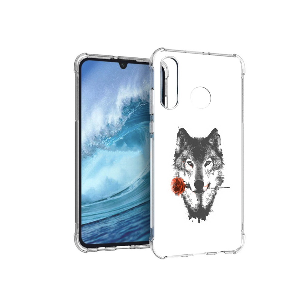 

Чехол MyPads Tocco для Huawei P30 Lite волк с розой, Прозрачный, Tocco