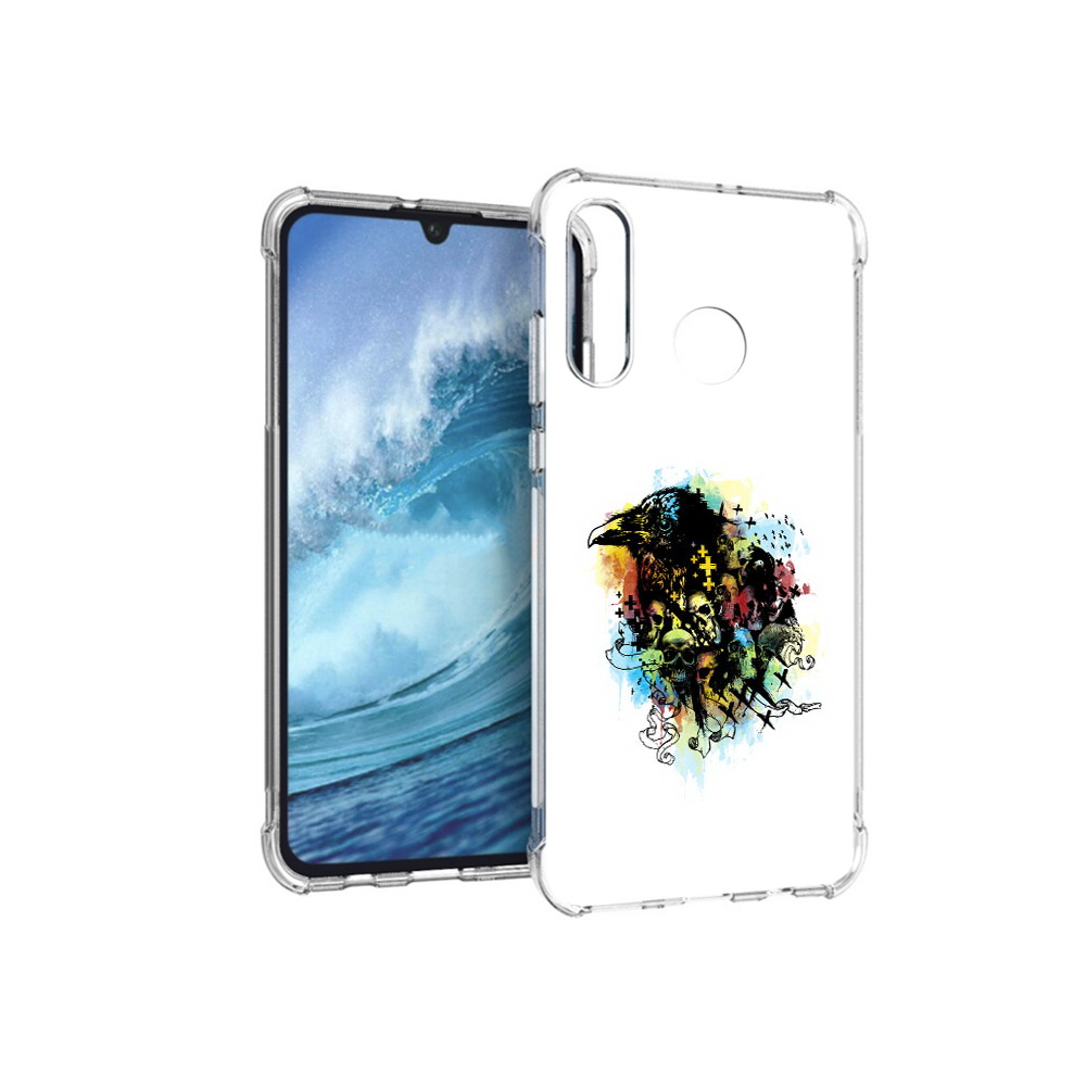 

Чехол MyPads Tocco для Huawei P30 Lite ворон и черепа, Прозрачный, Tocco