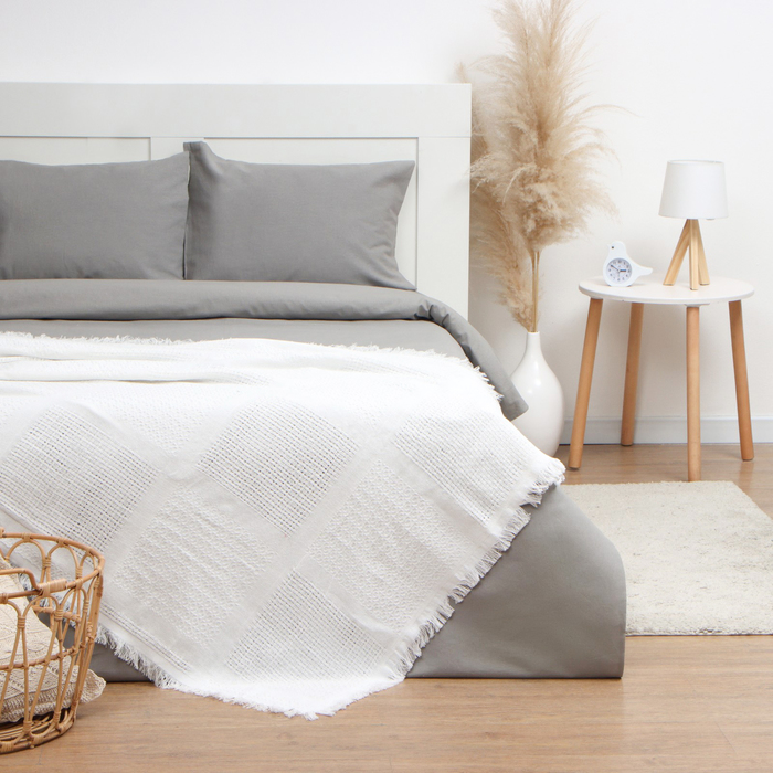 

Плед Этель Cotton 130х180см , цв.молочный,80хлопок, 20 пэ, Home
