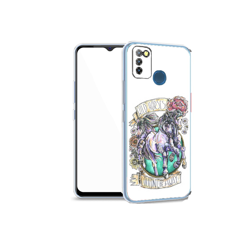 

Чехол MyPads Tocco для Infinix Hot 10 Lite рисунок коней в цветах, Прозрачный, Tocco
