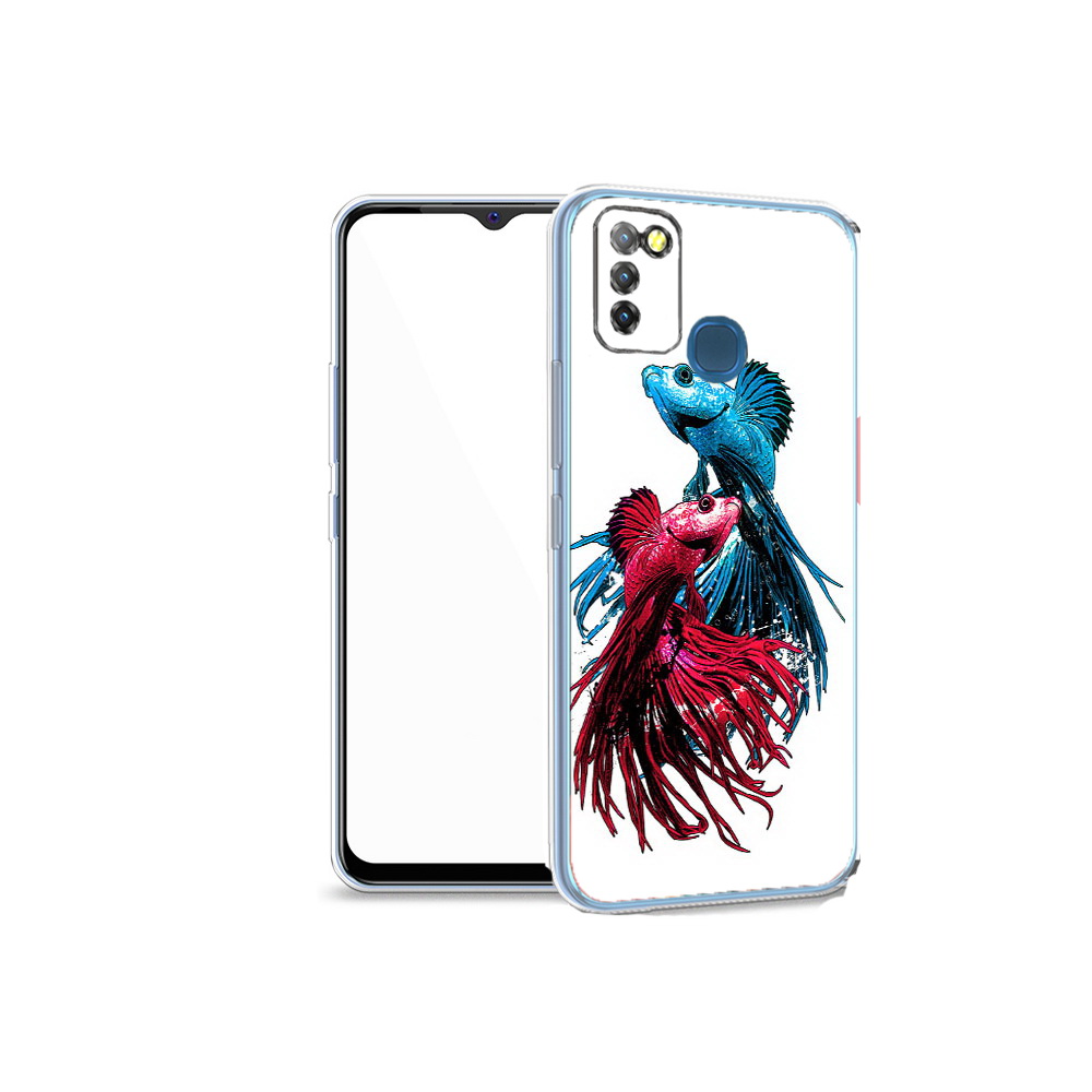 

Чехол MyPads Tocco для Infinix Hot 10 Lite рыбы петушки, Прозрачный, Tocco