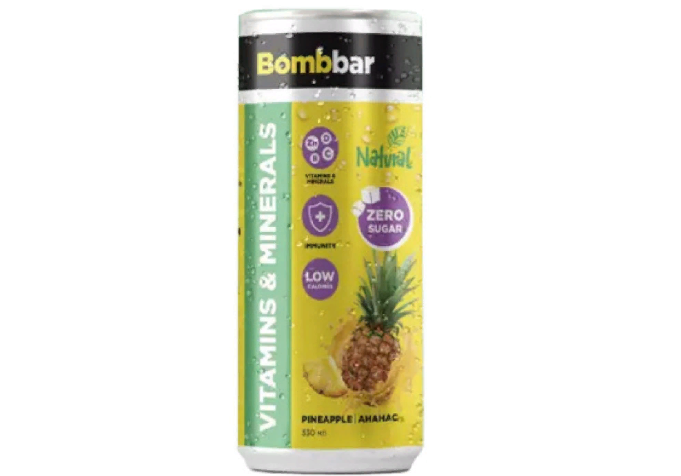Лимонад Bombbar без сахара с витаминами, ананас, 0,33 л 15 шт