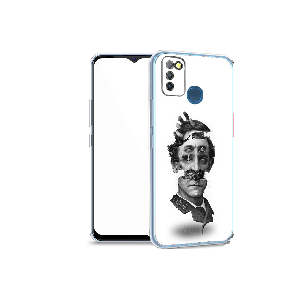 

Чехол MyPads Tocco для Infinix Hot 10 Lite страшное лицо абстракция, Прозрачный, Tocco