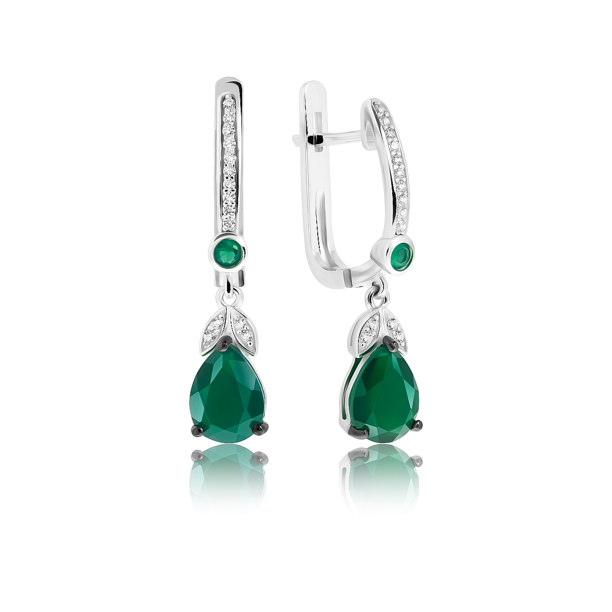 

Серьги подвески из серебра VALTERA 87745, агат/циркон, 087745