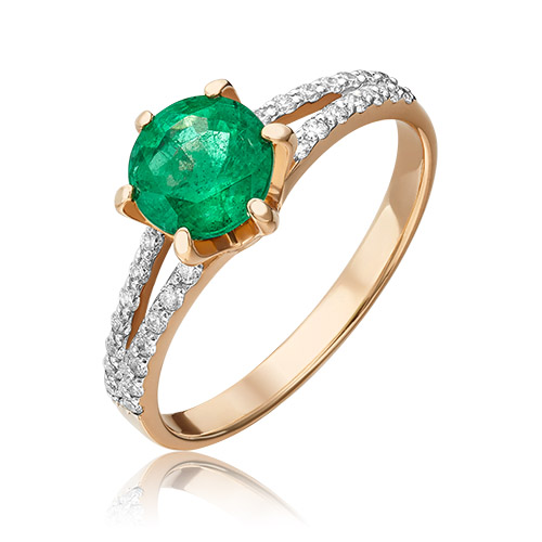 

Кольцо из золота с изумрудом/бриллиантом р. 18 PLATINA jewelry 01-1401-00-106-1110-30, 01-1401-00-106-1110-30