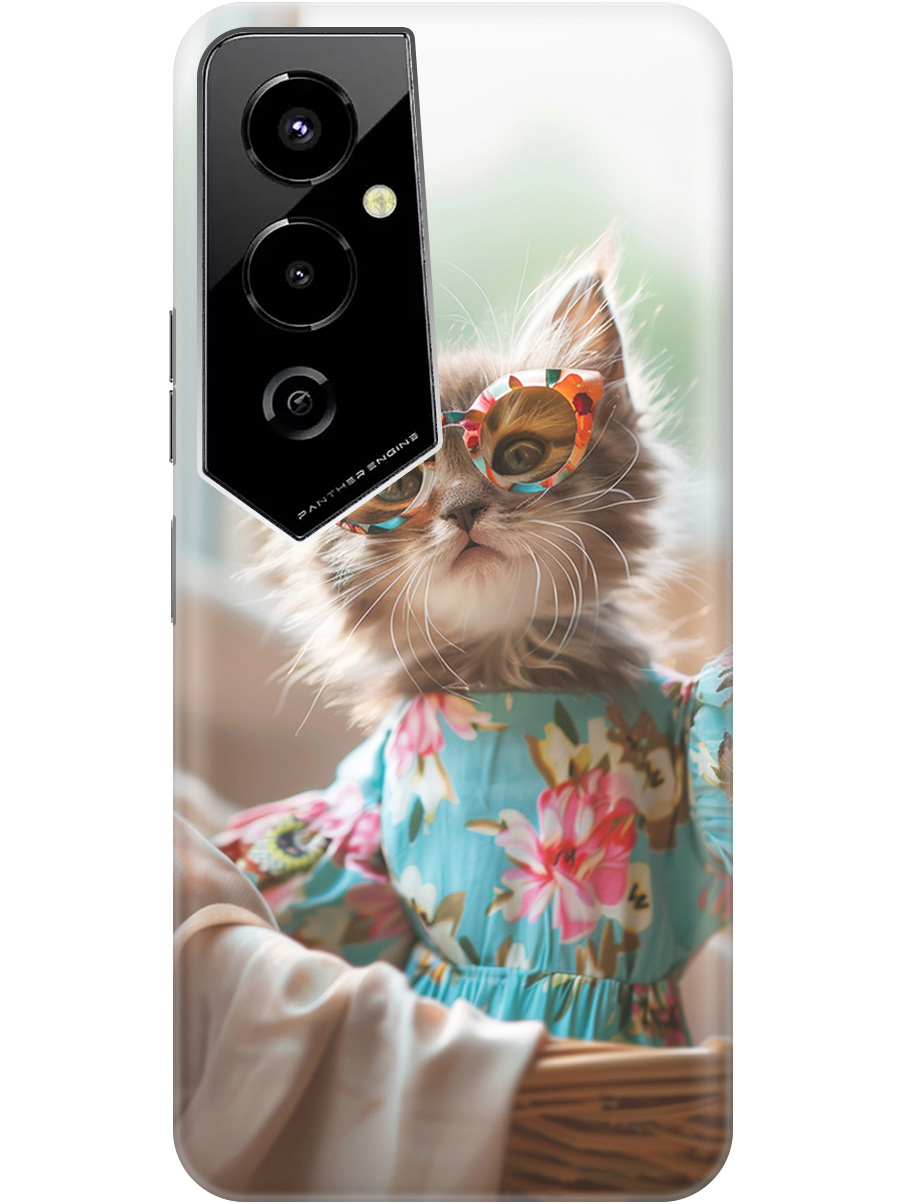 

Силиконовый чехол на Tecno Pova 4 Pro с рисунком "Кошечка в голубом платье", Белый;голубой;серый, 20000601