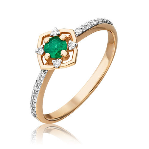 

Кольцо из золота р.  PLATINA jewelry 01-1443-00-106-1110-30, изумруд\бриллиант, 01-1443-00-106-1110-30