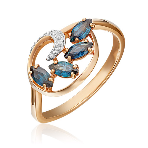 

Кольцо из золота р. 17,5 PLATINA jewelry 01-1449-00-105-1110-30, сапфир\бриллиант, 01-1449-00-105-1110-30