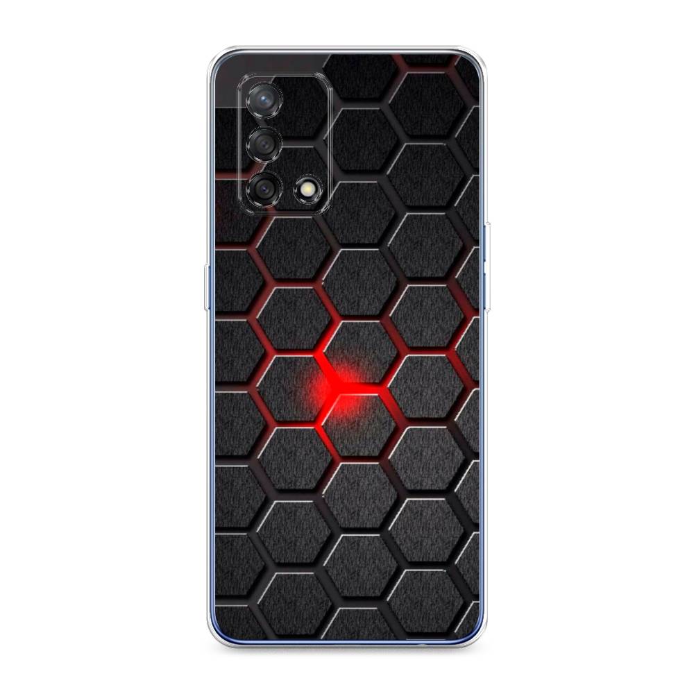 

Чехол на OPPO A74 4G "Соты красные", Красный;черный;серый, 256050-3