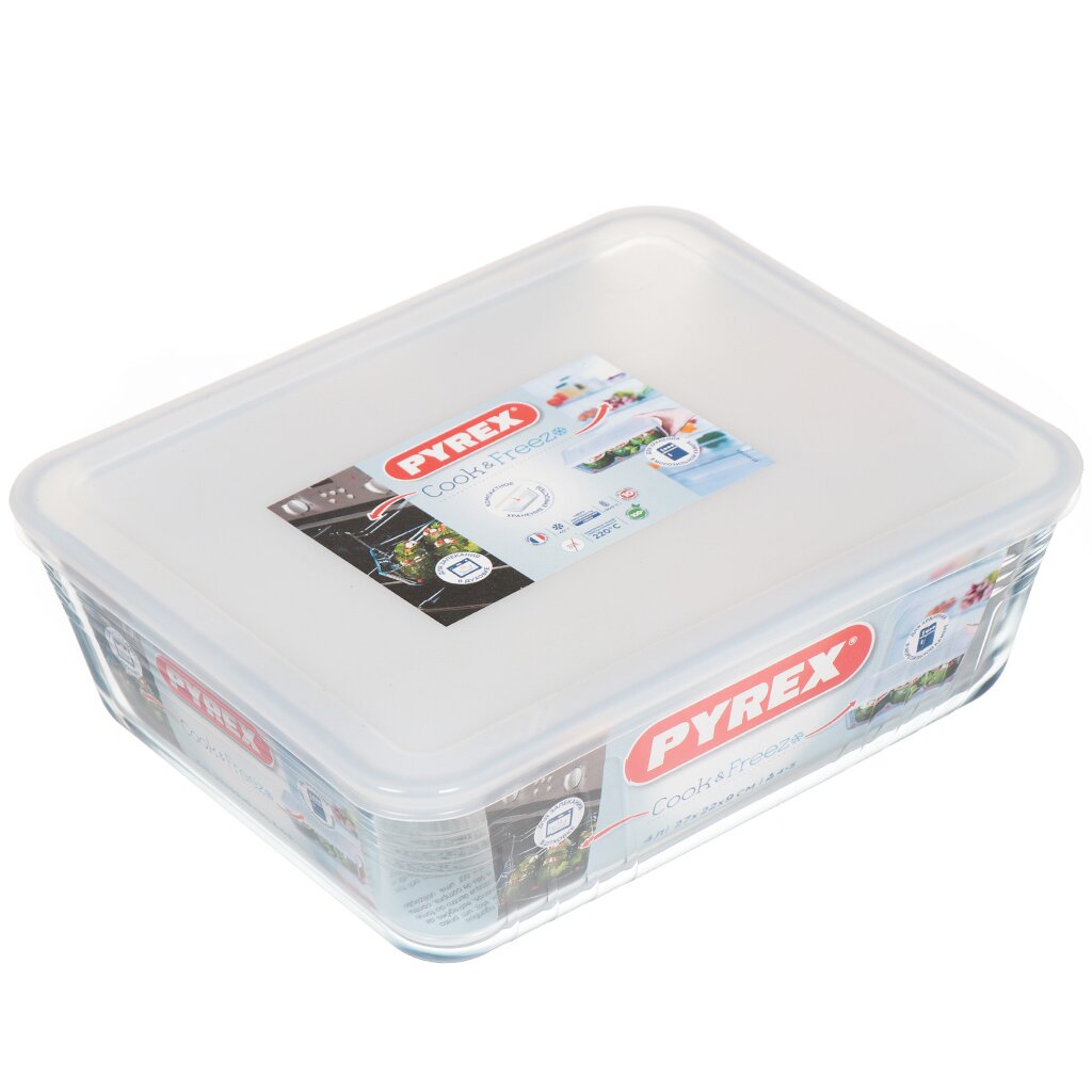 фото Форма для запекания 22х27х9 см 4 л прямоугольная с крышкой pyrex cook freez 244р000