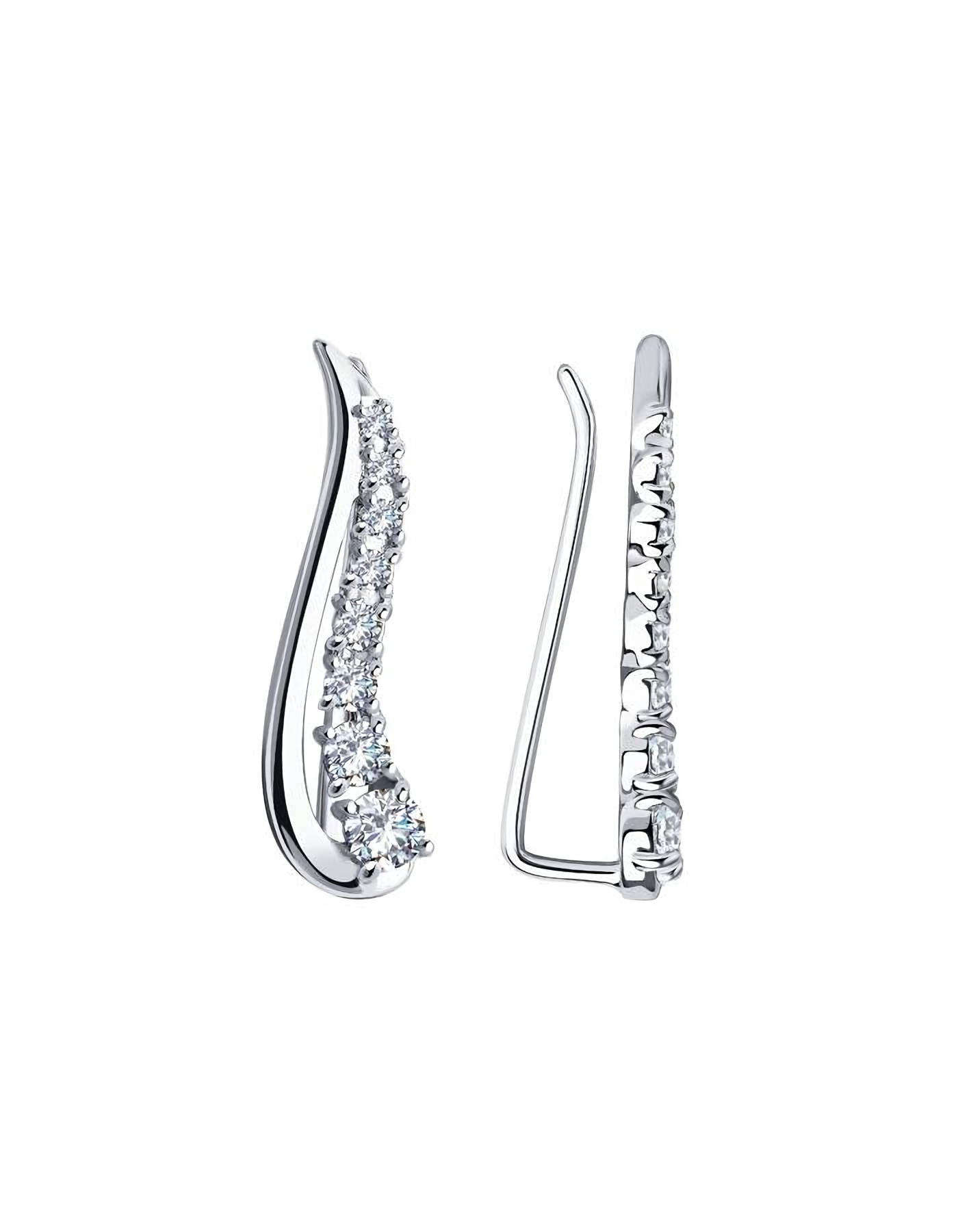 

Серьги каффы из серебра TEO MAORI 894021849, фианит, 894021849