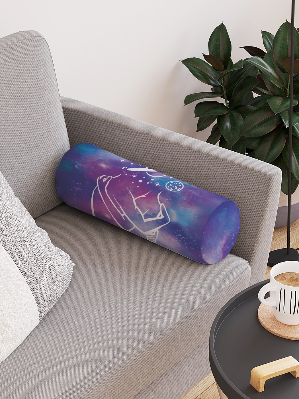 

Декоративная подушка валик JoyArty "Пара в космосе" на молнии, 45x16 см, Белый, Пара в космосе