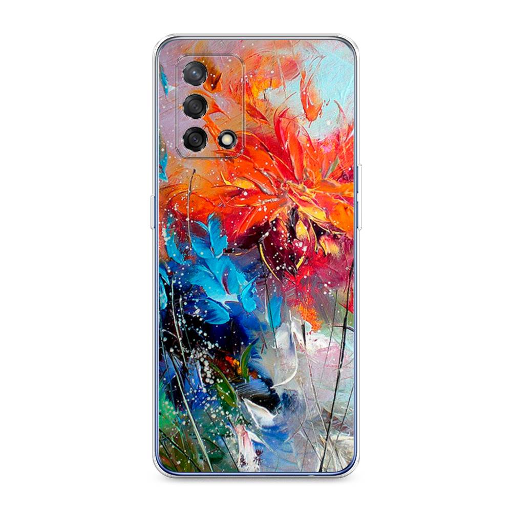 

Чехол на OPPO A74 4G "Абстрактные цветы", Оранжевый;синий, 256050-4