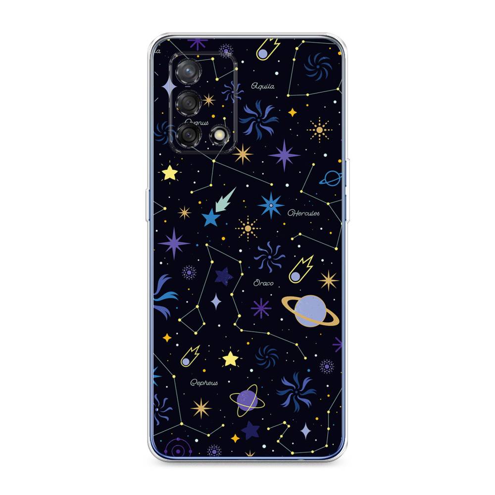

Чехол на OPPO A74 4G "Цветной космос", Желтый, 256050-2