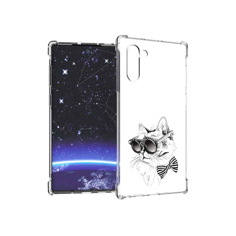 

Чехол MyPads Tocco для Samsung Galaxy Note 10 крутая кошка в очках (PT135782.511.421), Прозрачный, Tocco