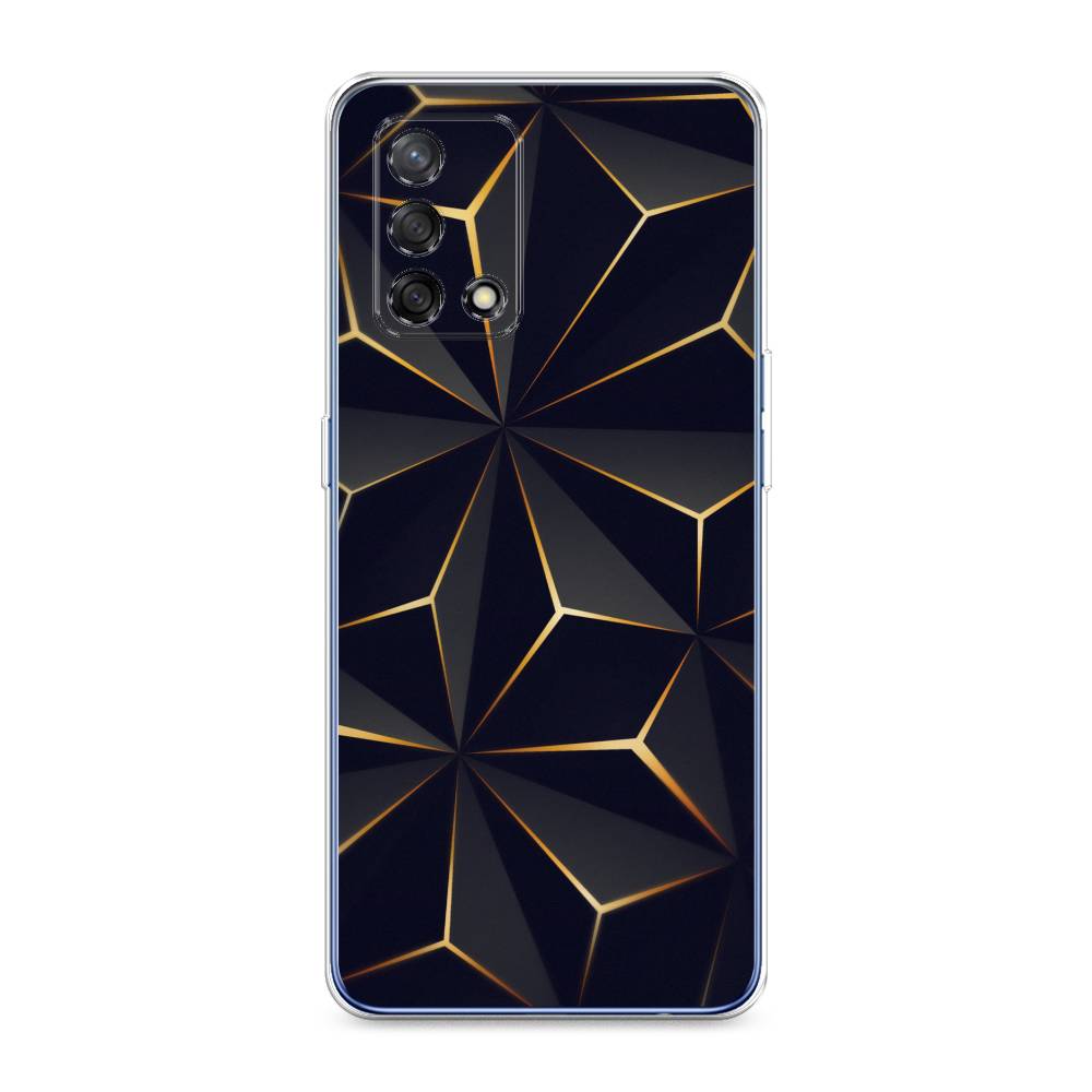 

Чехол на OPPO A74 4G "Черные полигоны", Золотистый;черный, 256050-3