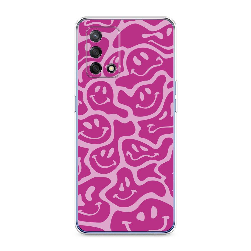 

Чехол на OPPO A74 4G "Расплывчатые смайлики розовые", Фиолетовый, 256050-6