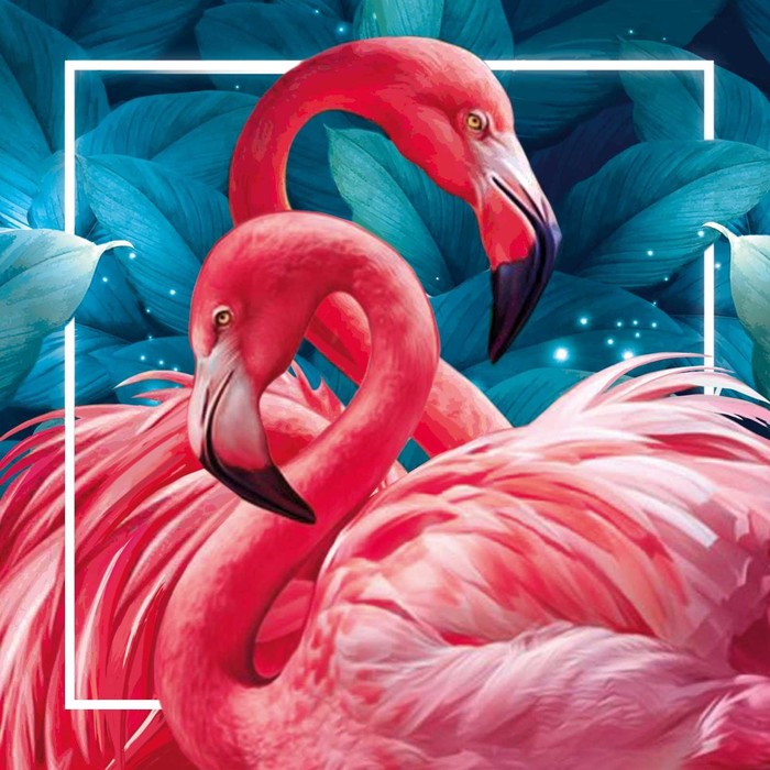 

Алмазная мозаика с частичным заполнением «Фламинго» 20х20 см, на подрамнике