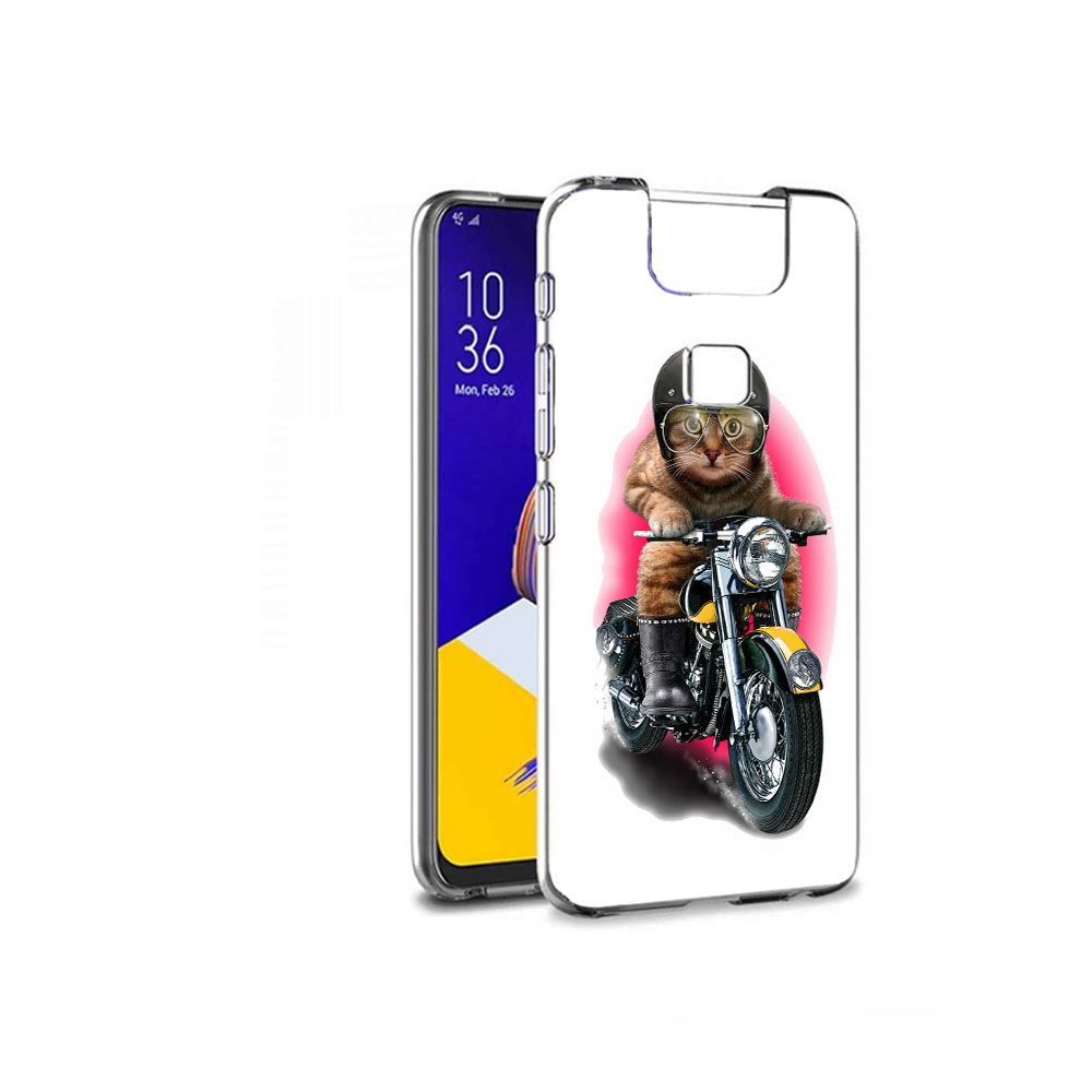 

Чехол MyPads Tocco для Asus ZenFone 6 (ZS630KL) мото-кот, Прозрачный, Tocco