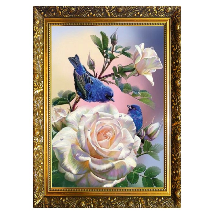 

Алмазная мозаика «Птички на розах» 29,5 × 20,5 см, 25 цветов + наклейка