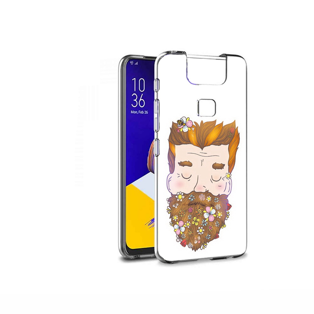 Чехол MyPads Tocco для Asus ZenFone 6 (ZS630KL) мужчина с цветами в бороде