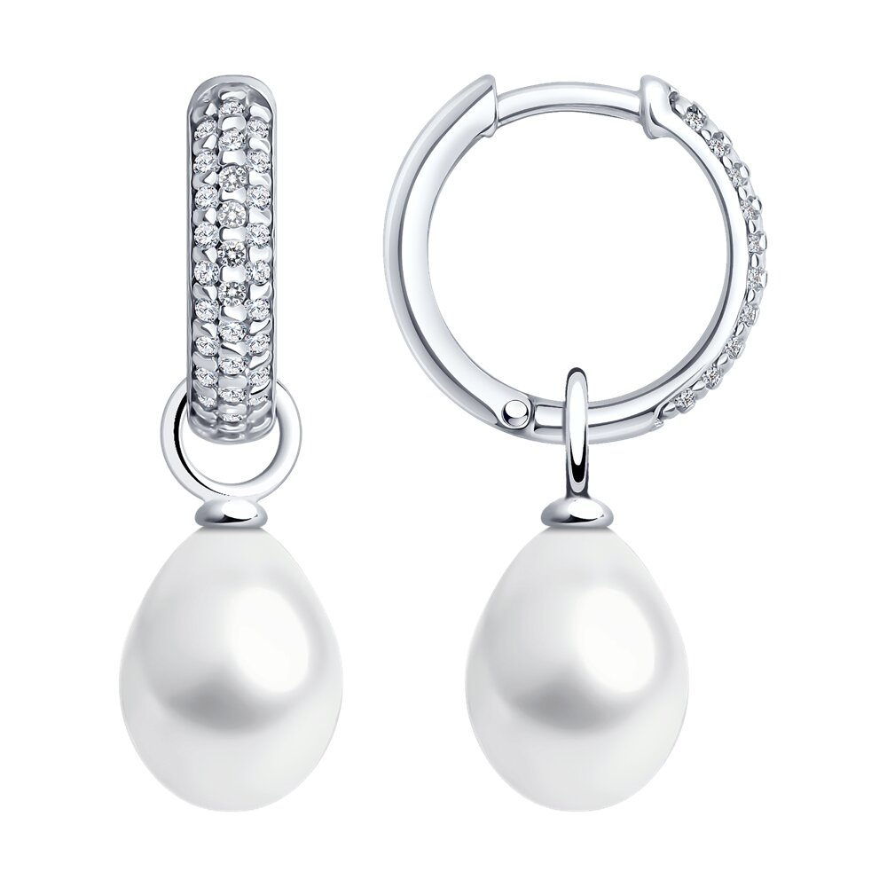 

Серьги из серебра SOKOLOV 92022812, фианит/жемчуг культивированный, 92022812