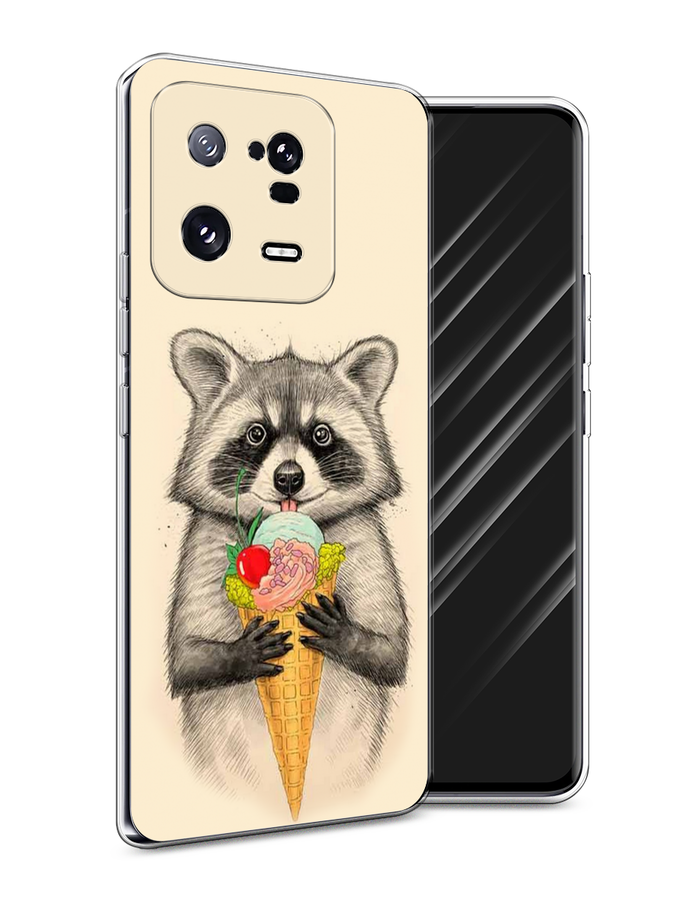 

Чехол Awog на Xiaomi 13 Pro 5G "Енот с мороженым", Бежевый;серый, 317350-10