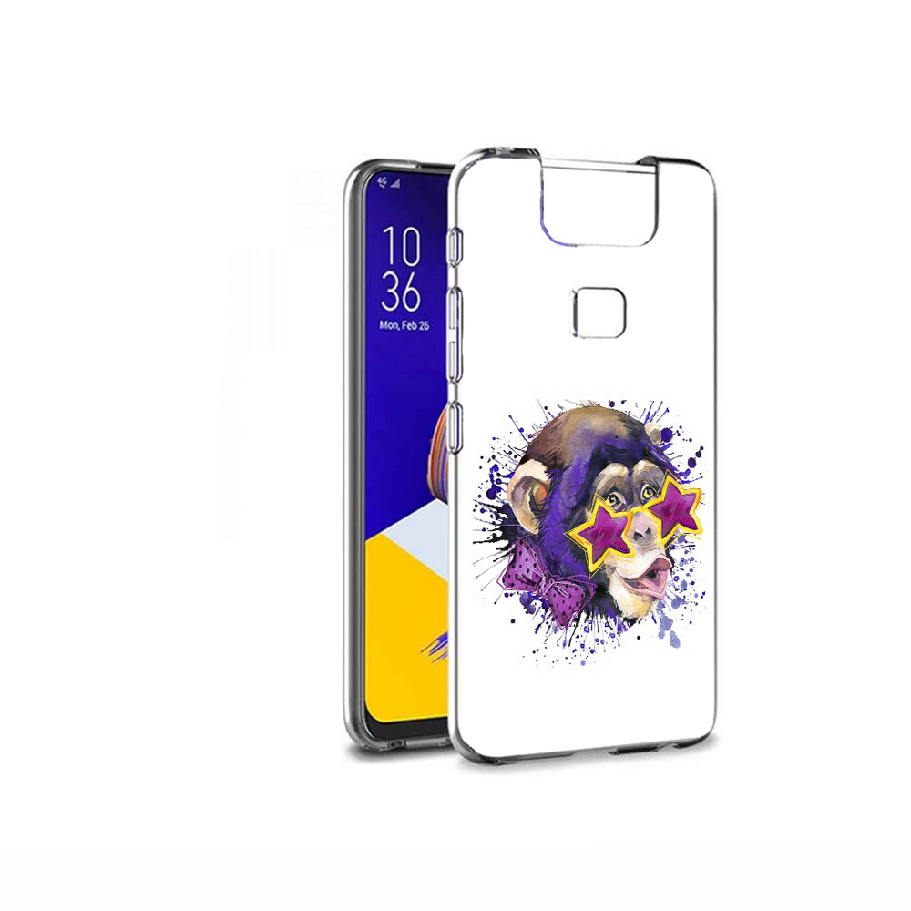 

Чехол MyPads Tocco для Asus ZenFone 6 (ZS630KL) обезьяна в очках, Прозрачный, Tocco