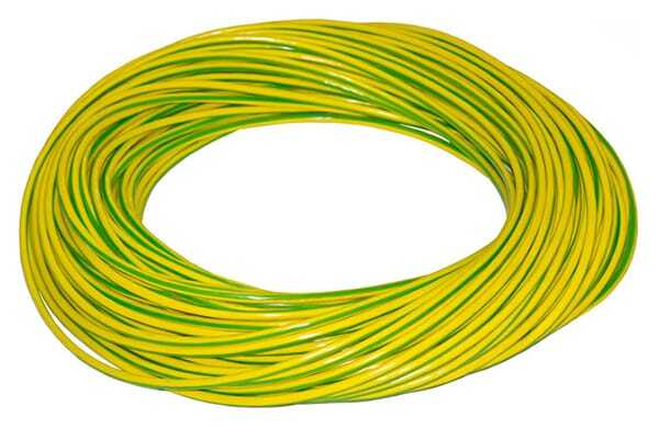 Провод электрический ПуГВ 1х1.5 мм2 Зелено-Желтый 100м, кабель силовой, медь