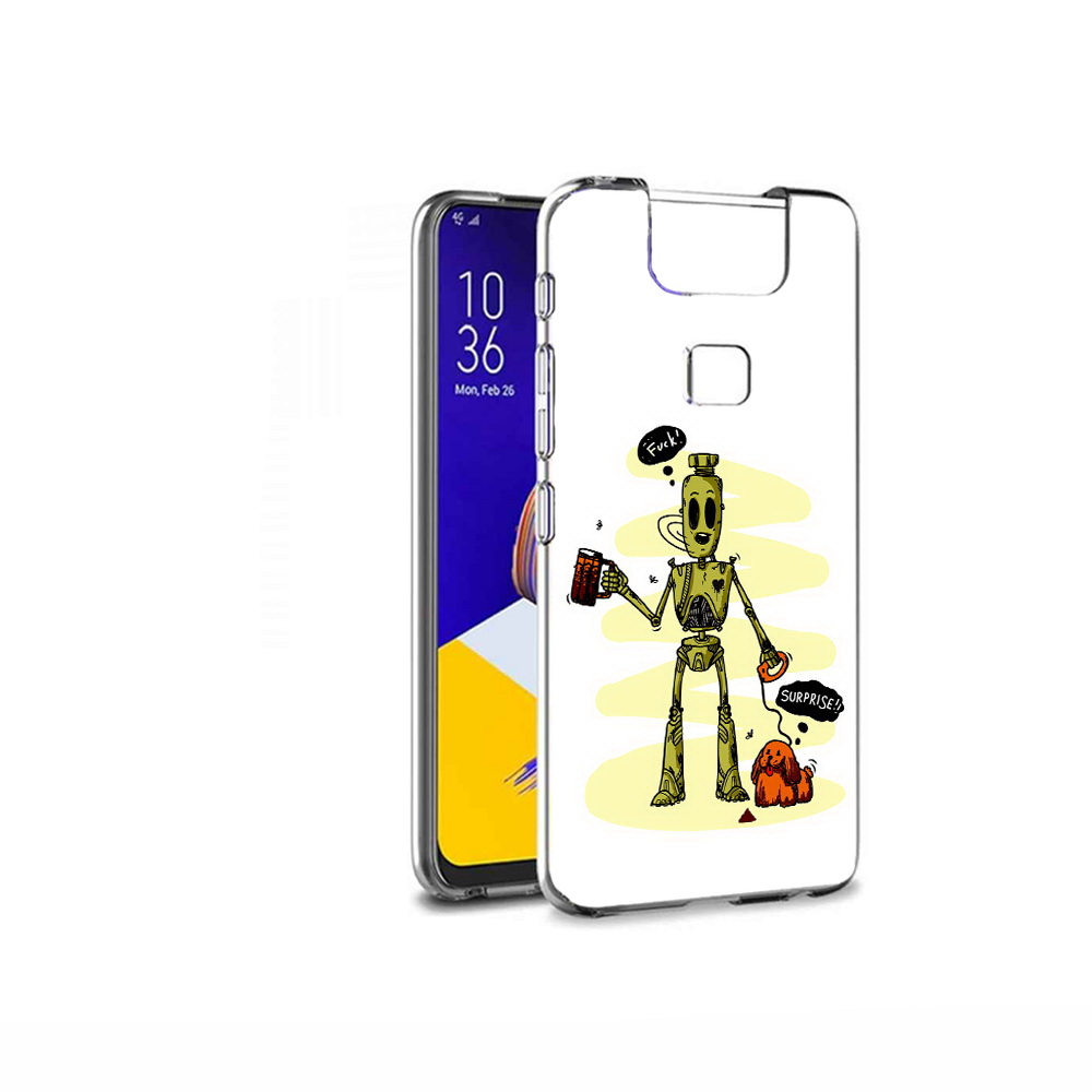 

Чехол MyPads Tocco для Asus ZenFone 6 (ZS630KL) прикольный робот, Прозрачный, Tocco