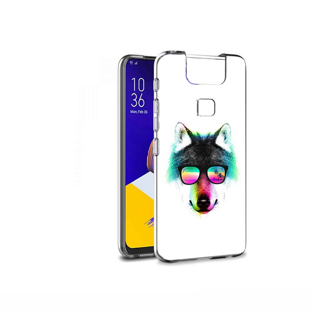 Чехол MyPads Tocco для Asus ZenFone 6 (ZS630KL) радужный волк