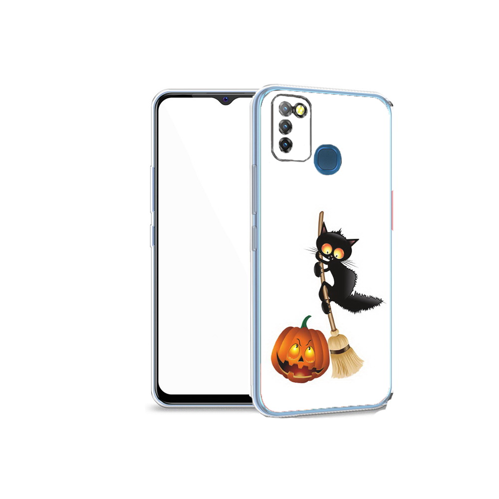 

Чехол MyPads Tocco для Infinix Hot 10 Lite хэлуинский котик, Прозрачный, Tocco