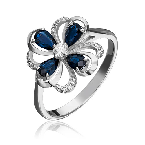 

Кольцо из золота р. 17,5 PLATINA jewelry 01-1466-00-105-1120-30, сапфир\бриллиант, 01-1466-00-105-1120-30