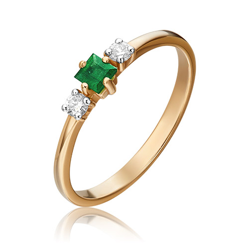 

Кольцо из золота р. 16,5 PLATINA jewelry 01-1469-00-106-1110-30, изумруд\бриллиант, 01-1469-00-106-1110-30