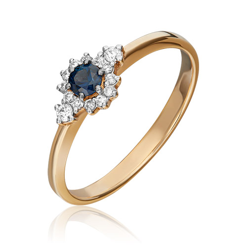 

Кольцо из золота с сапфиром/бриллиантом р. 17,5 PLATINA jewelry 01-1473-00-105-1110-30, 01-1473-00-105-1110-30