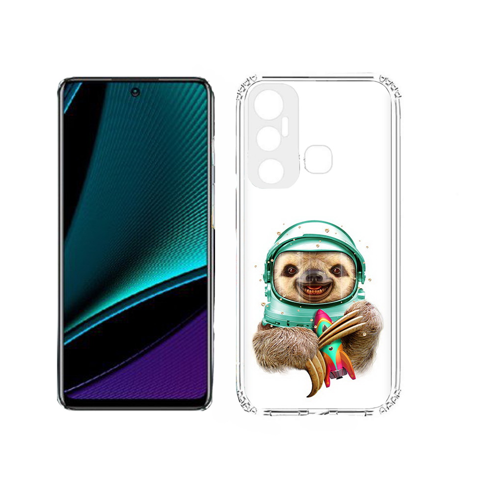 

Чехол MyPads Tocco для Infinix Hot 11s Ленивец астронавт, Прозрачный, Tocco