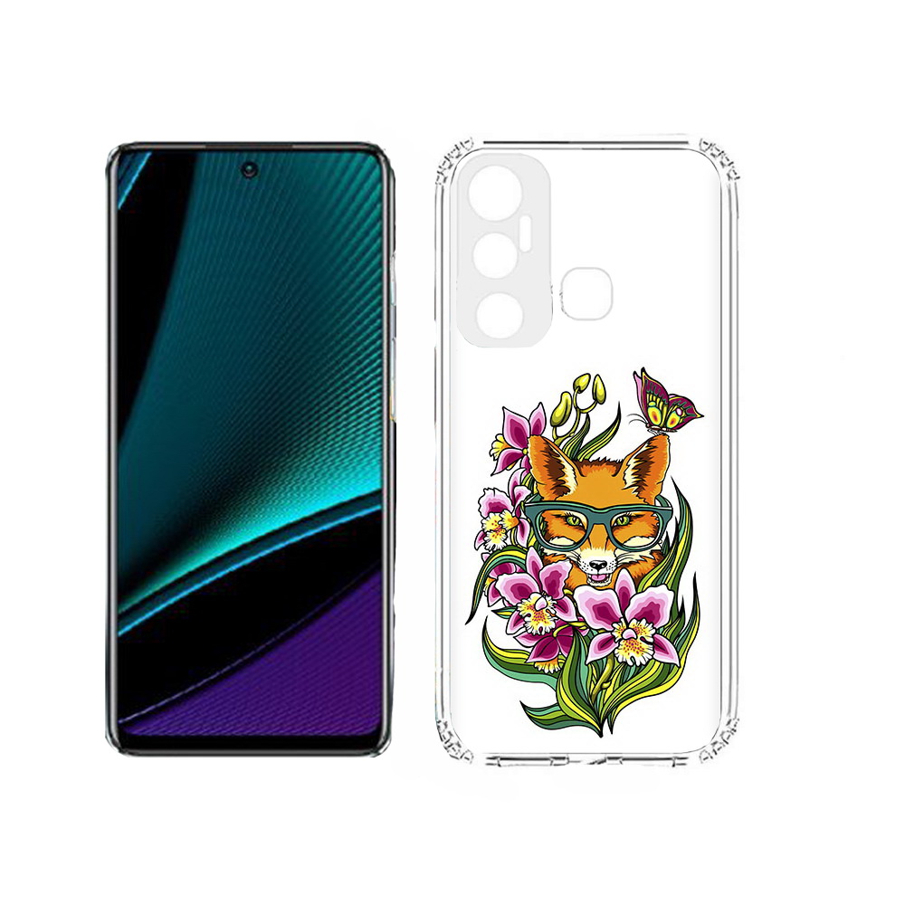 

Чехол MyPads Tocco для Infinix Hot 11s Лиса в цветах, Прозрачный, Tocco