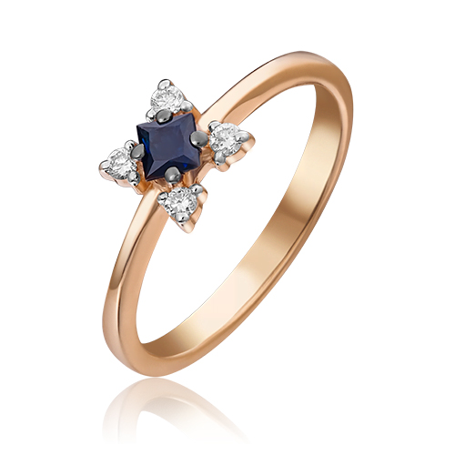 

Кольцо из золота р. 17 PLATINA jewelry 01-1475-00-105-1110-30, бриллиант\сапфир, 01-1475-00-105-1110-30