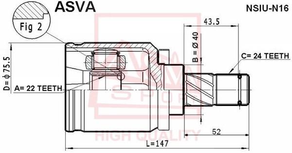 

Шрус ASVA внутренний 22x40x24 NSIUN16