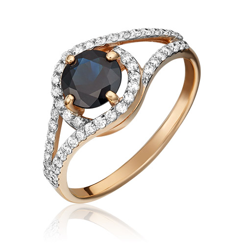 

Кольцо из золота р. 17,5 PLATINA jewelry 01-1494-00-105-1110-30, сапфир\бриллиант, 01-1494-00-105-1110-30