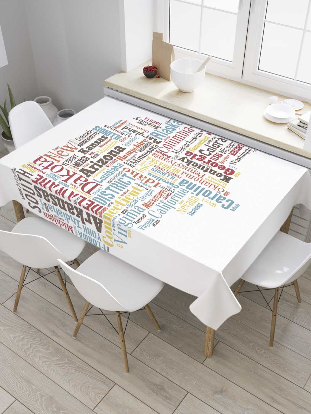 

Скатерть прямоугольная JoyArty "Карта Штаты США" из сатена, 180x145 см, Белый, Карта Штаты США