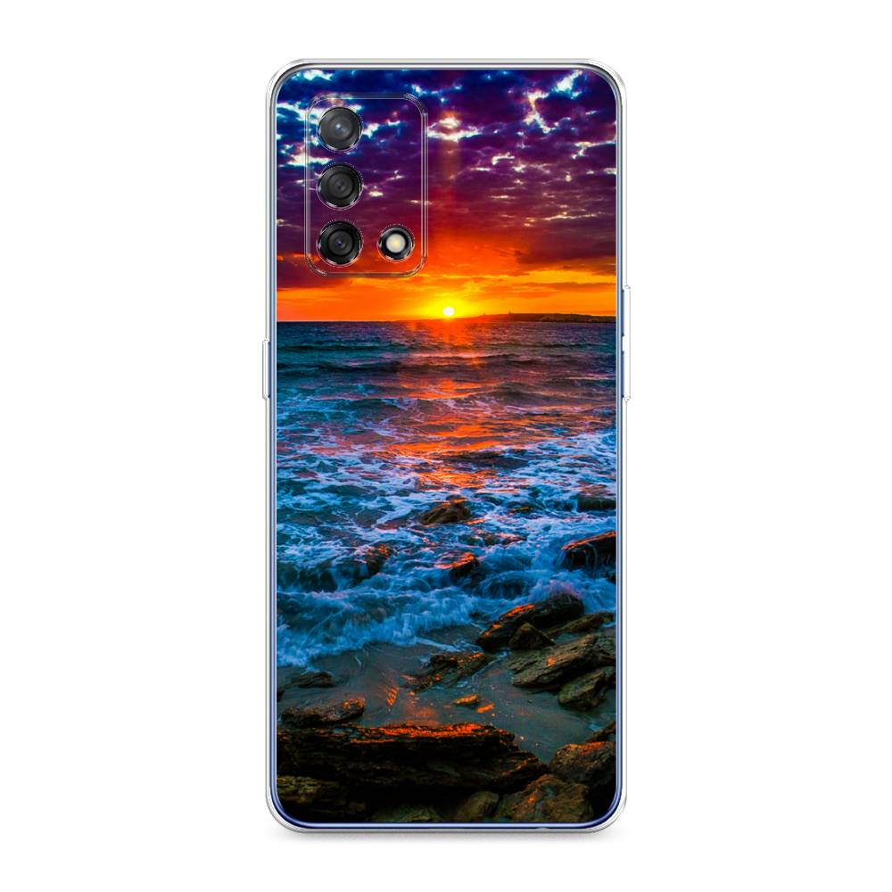 

Чехол на OPPO A74 4G "Закат 1", Оранжевый;синий, 256050-2