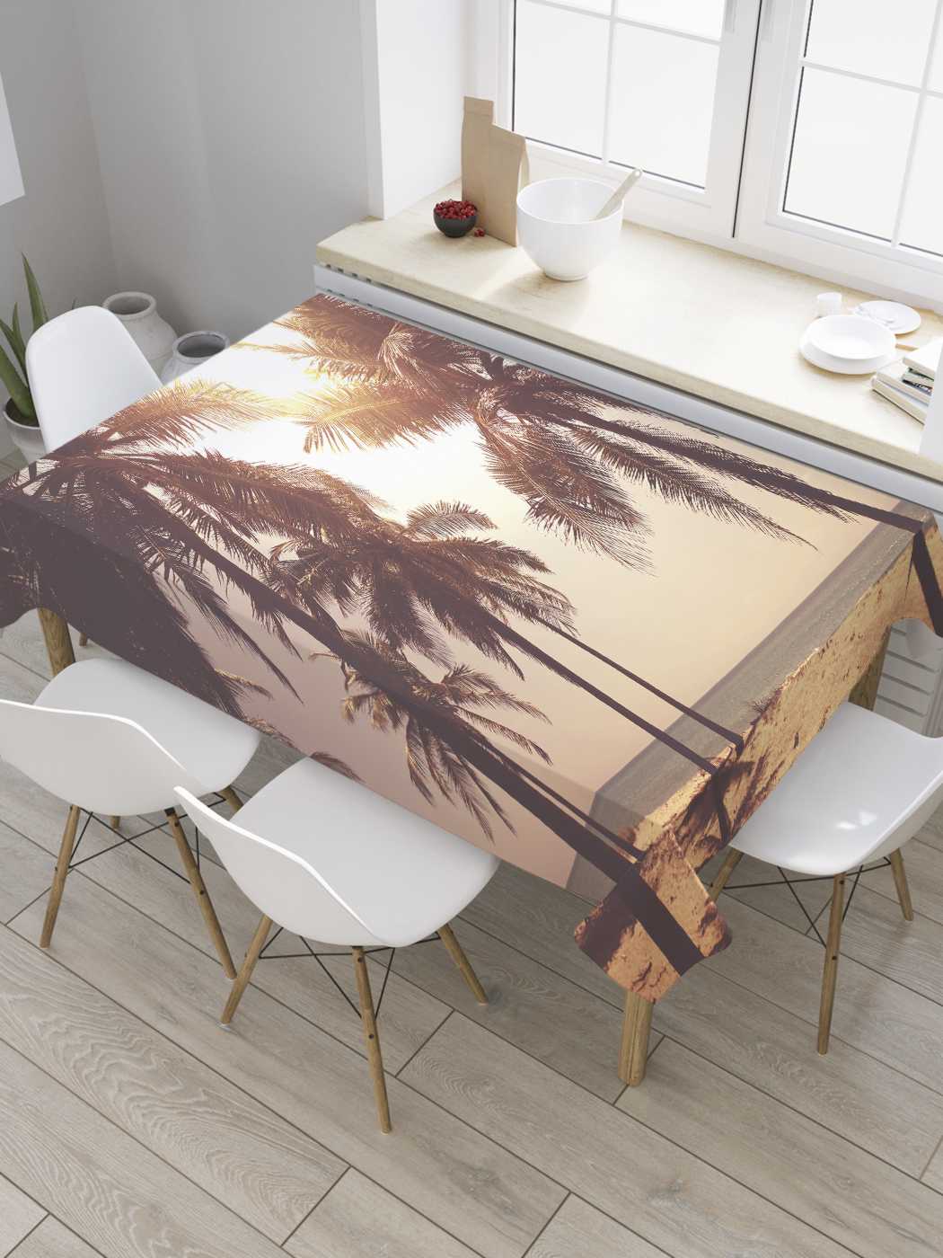 

Скатерть прямоугольная JoyArty "Пальмы в солнечном свете" из сатена, 180x145 см, Коричневый, Пальмы в солнечном свете