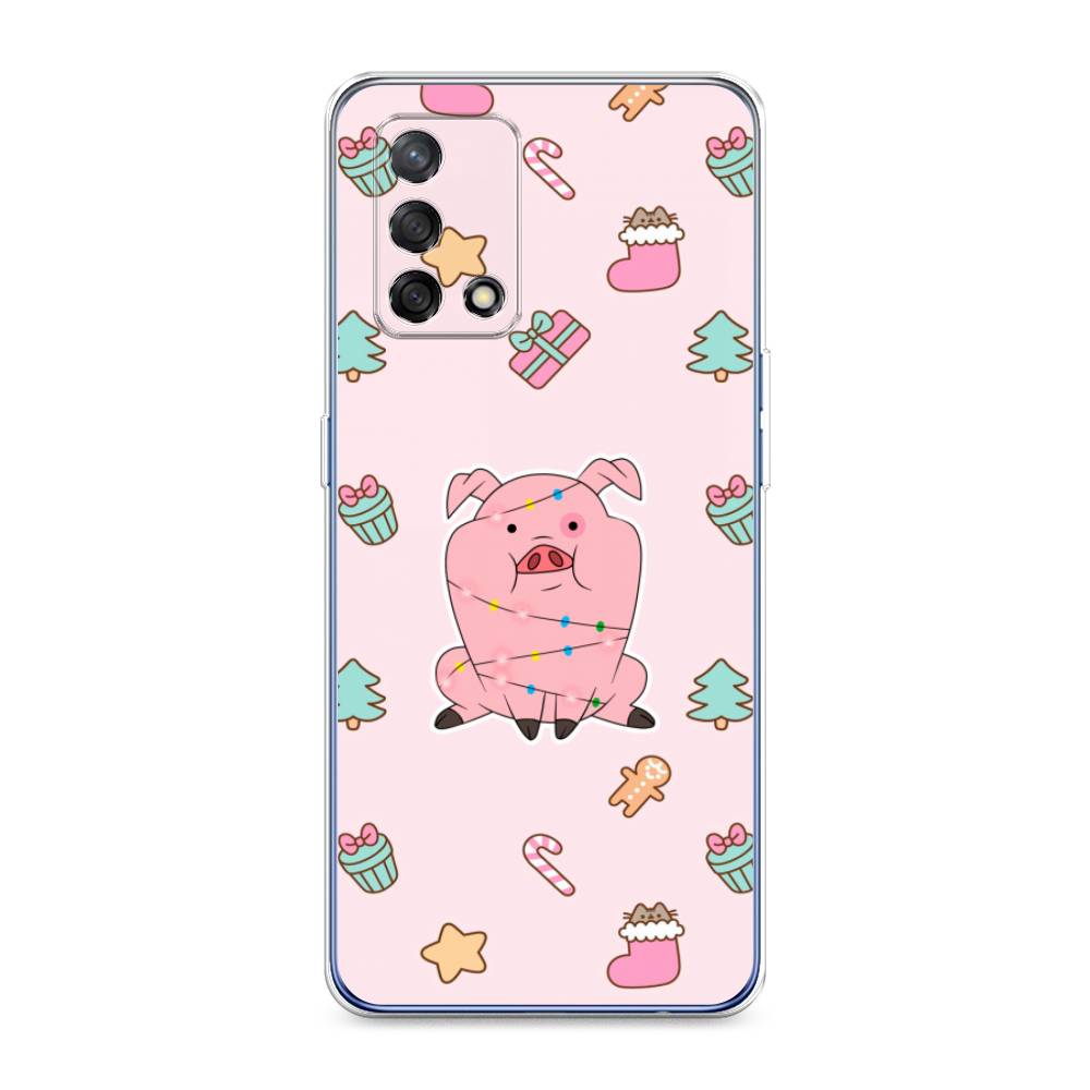 

Чехол на OPPO A74 4G "Розовая свинка", Розовый;зеленый, 256050-5