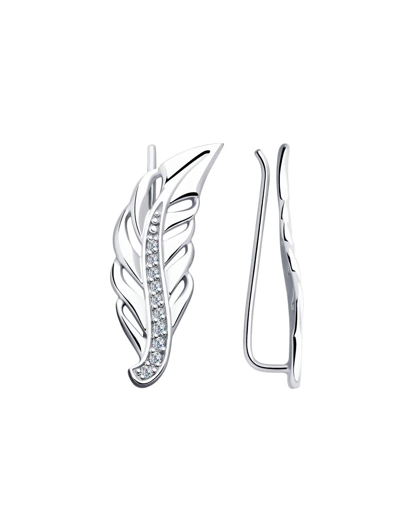 

Серьги каффы из серебра TEO MAORI 894023384, фианит, 894023384